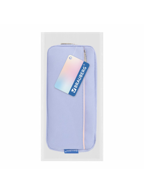 Пенал мягкий BRAUBERG PASTEL, 2 отделения, голубой, 21х9,5х5 см, 272277