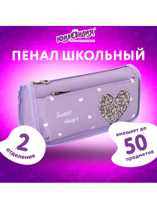 Пенал мягкий ЮНЛАНДИЯ, 2 отделения, полиэстер, 