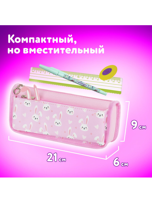 Пенал мягкий ЮНЛАНДИЯ, 2 отделения, полиэстер, 
