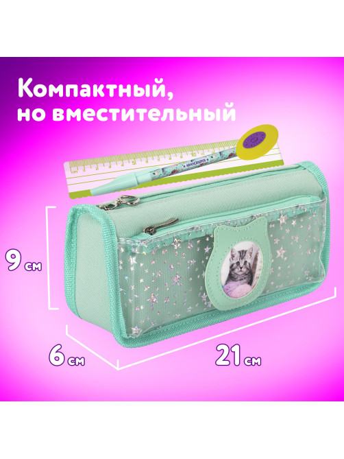 Пенал мягкий ЮНЛАНДИЯ, 2 отделения, полиэстер, 