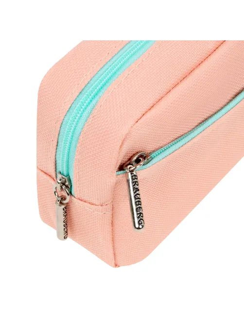 Пенал мягкий BRAUBERG PASTEL, 2 отделения, персиковый, 21х9,5х5 см, 272274