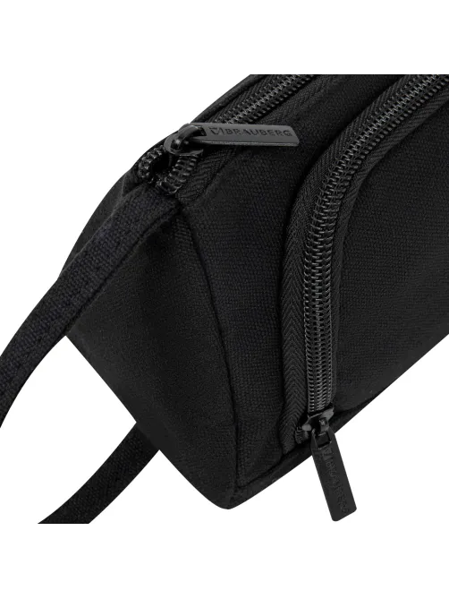 Пенал-косметичка BRAUBERG с ручкой, 1 откидная планка, полиэстер, 22x10х8 см, Black, 272339
