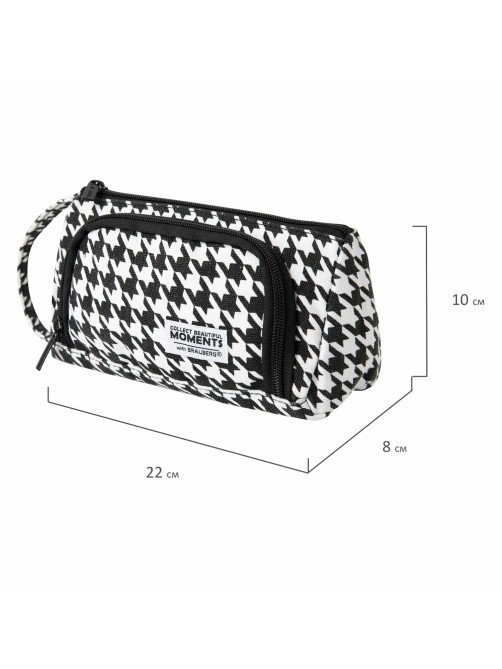 Пенал-косметичка BRAUBERG с ручкой, 1 откидная планка, полиэстер, 22x10х8 см, 