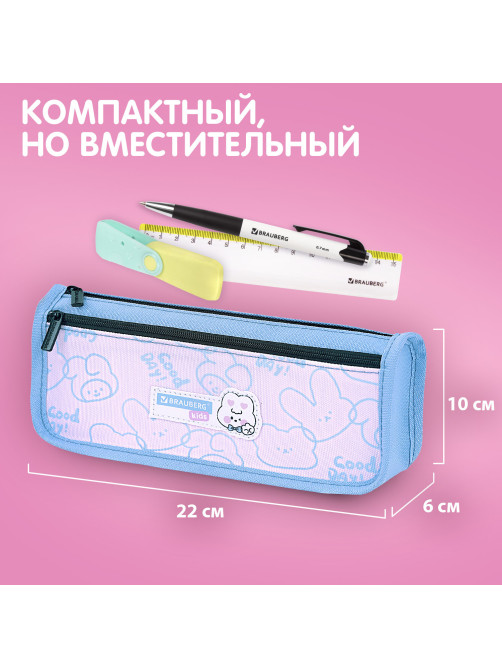 Пенал мягкий BRAUBERG KIDS, 2 отделения, полиэстер, 