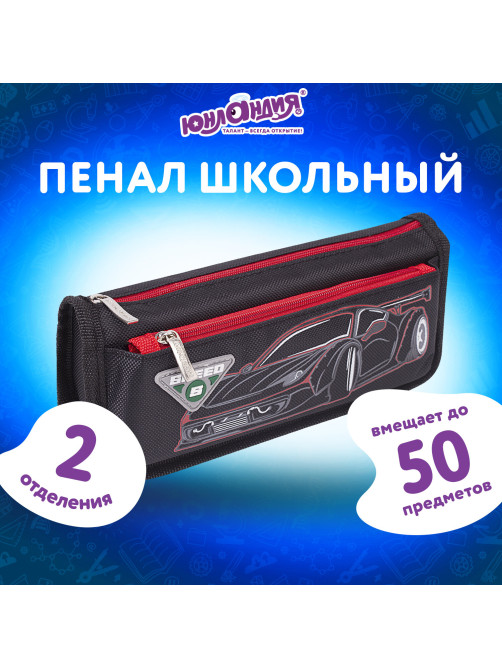 Пенал мягкий ЮНЛАНДИЯ, 2 отделения, полиэстер, 