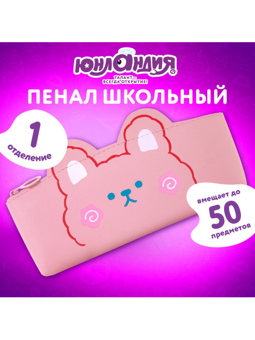 Пенал ЮНЛАНДИЯ ЮНИОР, 1 отделение, искусственная кожа, 