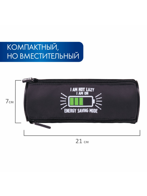 Пенал мягкий BRAUBERG, 3 отделения, нейлон, 21х7х7 см, 