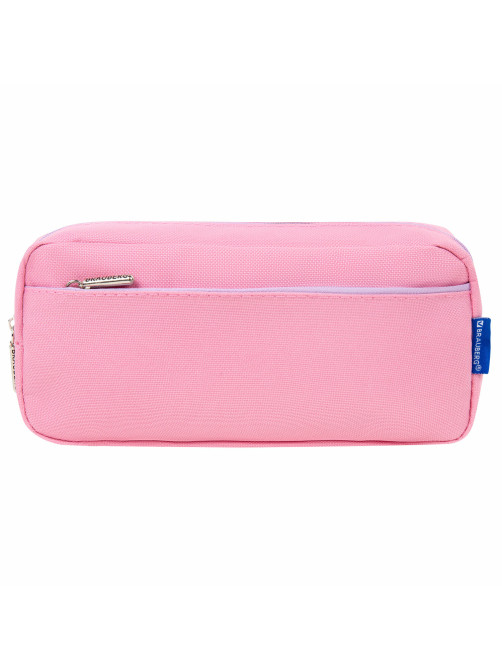 Пенал мягкий BRAUBERG PASTEL, 2 отделения, розовый, 21х9,5х5 см, 272276