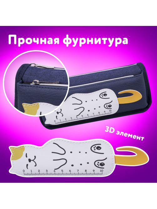 Пенал мягкий ЮНЛАНДИЯ, 2 отделения, полиэстер, 