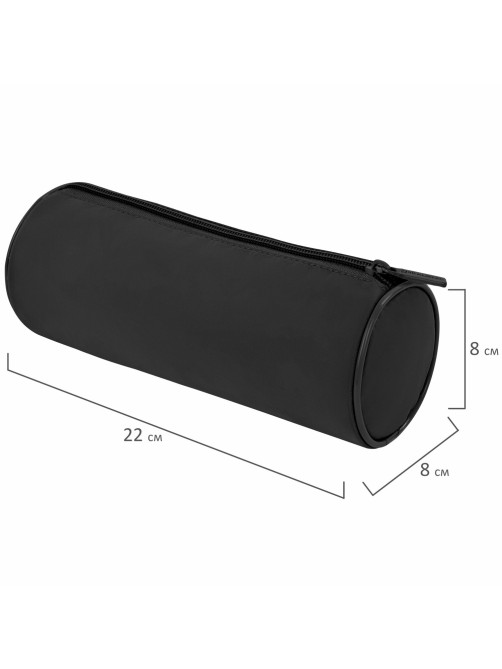 Пенал-тубус BRAUBERG, с эффектом Soft Touch, мягкий, черный, 22х8 см, 272302