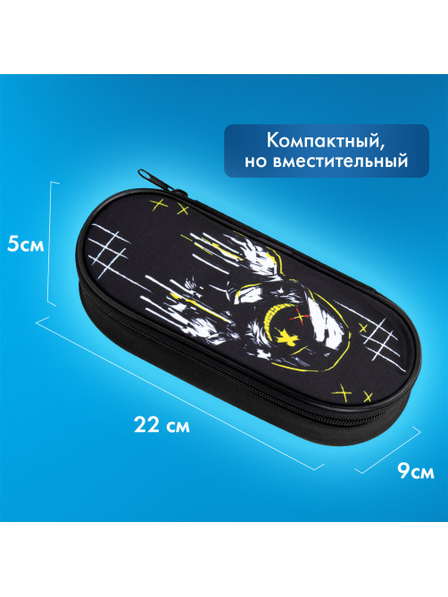 Пенал-футляр BRAUBERG, 1 отделение, органайзер, полиэстер, 22x9х5 см, 