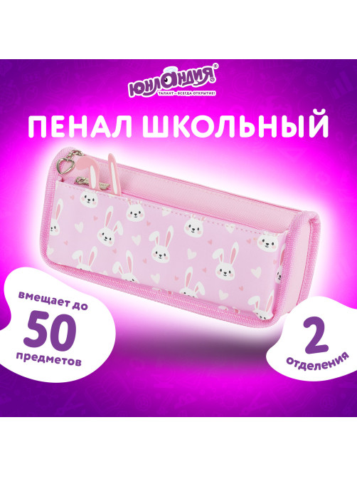 Пенал мягкий ЮНЛАНДИЯ, 2 отделения, полиэстер, 