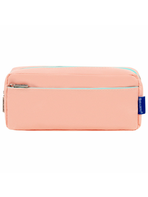 Пенал мягкий BRAUBERG PASTEL, 2 отделения, персиковый, 21х9,5х5 см, 272274