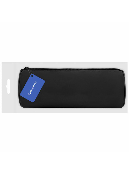 Пенал-тубус BRAUBERG, с эффектом Soft Touch, мягкий, черный, 22х8 см, 272302