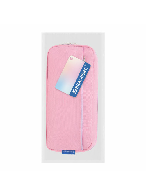 Пенал мягкий BRAUBERG PASTEL, 2 отделения, розовый, 21х9,5х5 см, 272276