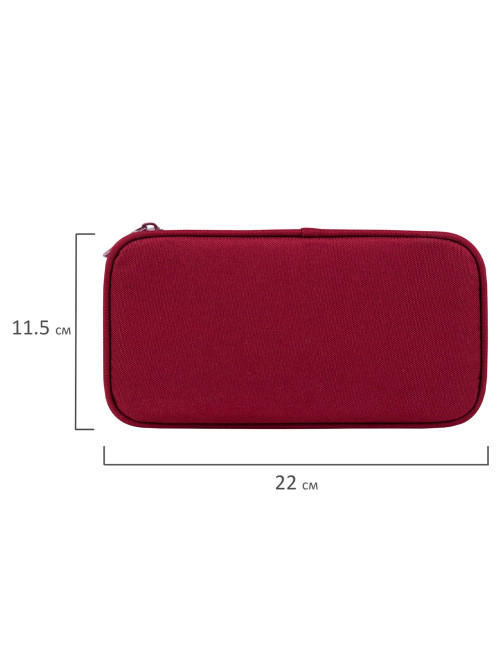 Пенал-косметичка BRAUBERG, 1 отделение, органайзер, полиэстер, 22x11,5x6 см, винный, 270845