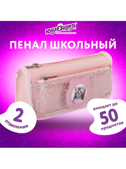 Пенал мягкий ЮНЛАНДИЯ, 2 отделения, полиэстер, 