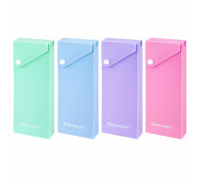 Пенал пластиковый BRAUBERG, 1 отделение, на кнопке, 20x7 см, ассорти, 