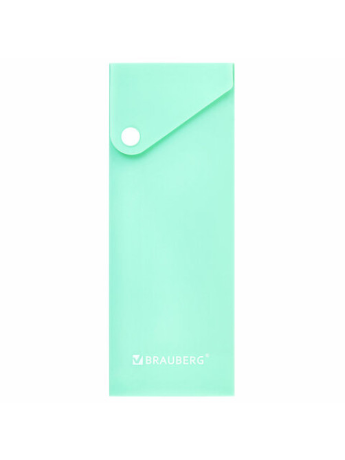 Пенал пластиковый BRAUBERG, 1 отделение, на кнопке, 20x7 см, ассорти, 