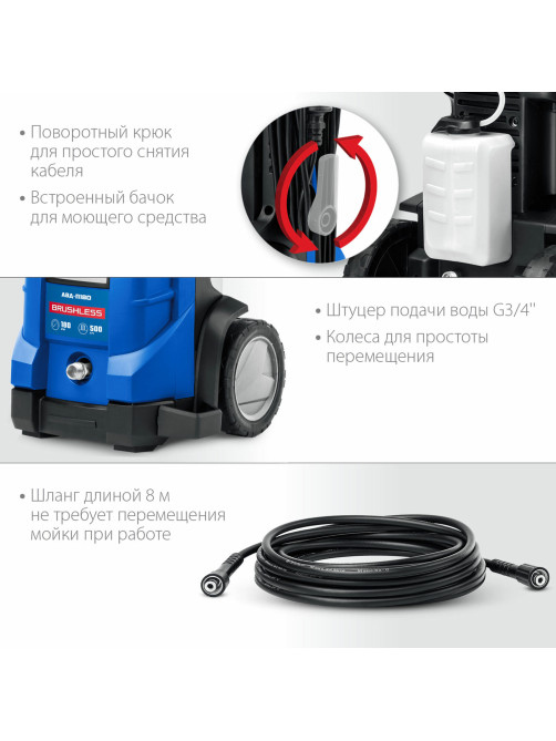 Минимойка ЗУБР АВД-П180, мощность 2,3 кВт, давление 180 бар, шланг 8 м