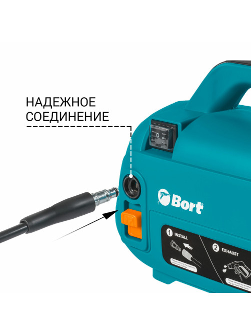 Минимойка BORT BHR-1600-COMPACT, мощность 1,6 кВт, давление 120 бар, шланг 5 м, 93415742