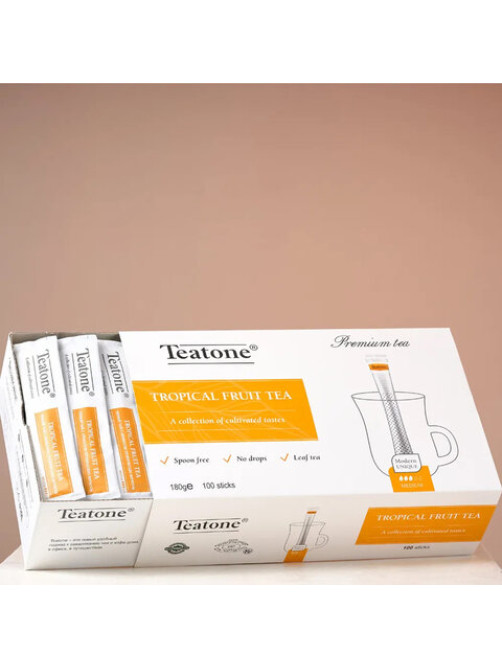 Чай TEATONE черный с ароматом тропических фруктов, 100 стиков по 1,8 г, 1247
