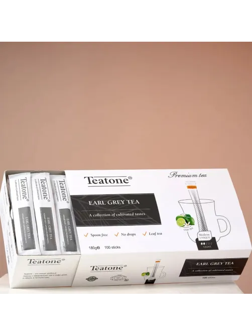 Чай TEATONE черный с ароматом бергамота, 100 стиков по 1,8 г, 64