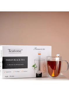 Чай TEATONE черный индийский, 100 стиков по 1,8 г, 1246