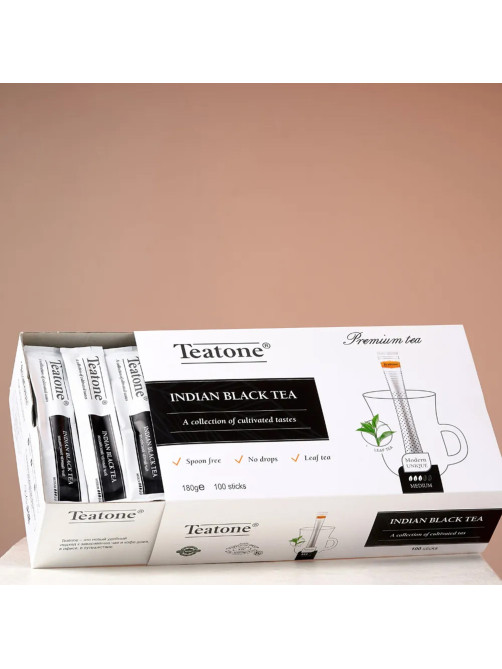Чай TEATONE черный индийский, 100 стиков по 1,8 г, 1246