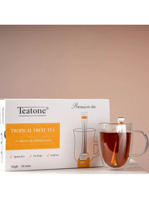 Чай TEATONE черный с ароматом тропических фруктов, 100 стиков по 1,8 г, 1247