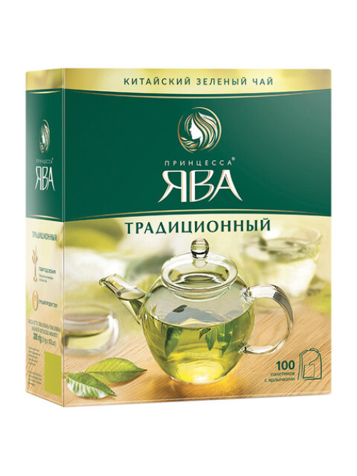Чай ПРИНЦЕССА ЯВА зеленый, 100 пакетиков по 2 г, 0880-18