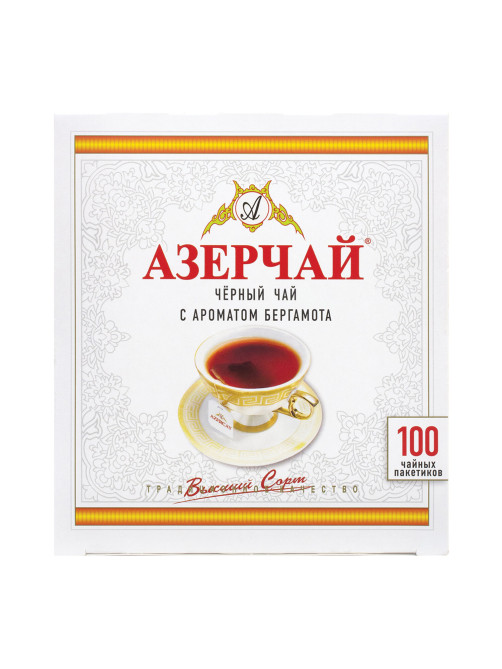 Чай АЗЕРЧАЙ черный с бергамотом, 100 пакетиков по 2 г, 419830