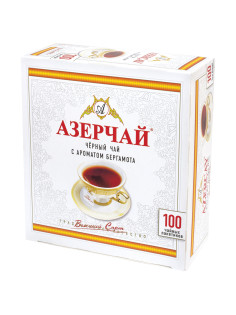 Чай АЗЕРЧАЙ черный с бергамотом, 100 пакетиков по 2 г, 419830