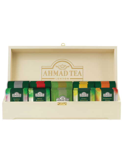 Чай AHMAD ассорти 10 вкусов в деревянной шкатулке, НАБОР 100 пакетов, Z583-2