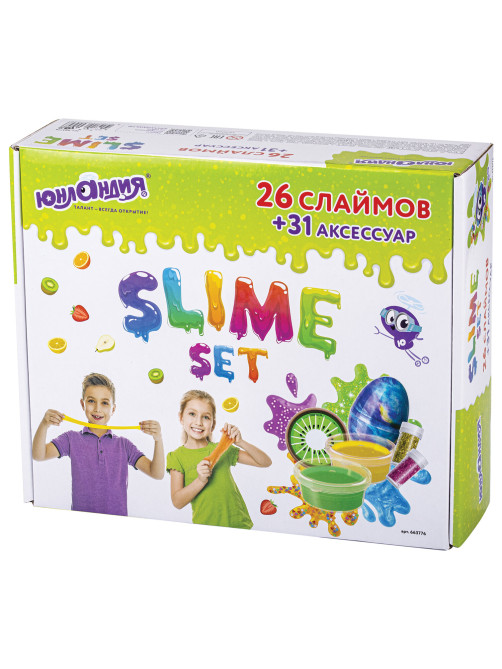 Набор слаймов 26 цветов, 31 аксессуар, в колорбоксе, ЮНЛАНДИЯ, 663776