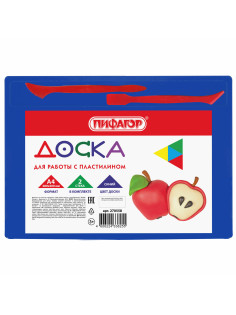 Доска для лепки с 2 стеками А4, 280х200 мм, синяя, ПИФАГОР, 270558