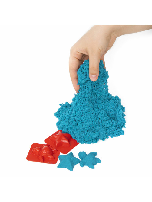Песок для лепки кинетический BRAUBERG KIDS, синий, 500 г, 2 формочки, ведерко, 665095