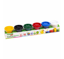 Пластилин-тесто для лепки BRAUBERG KIDS, 6 цветов, 300 г, яркие классические цвета, крышки-штампики, 106718