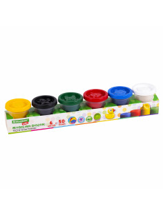 Пластилин-тесто для лепки BRAUBERG KIDS, 6 цветов, 300 г, яркие классические цвета, крышки-штампики, 106718