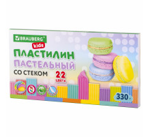 Пластилин классический пастельные цвета BRAUBERG KIDS, 22 цвета, 330 грамм, стек, 106682