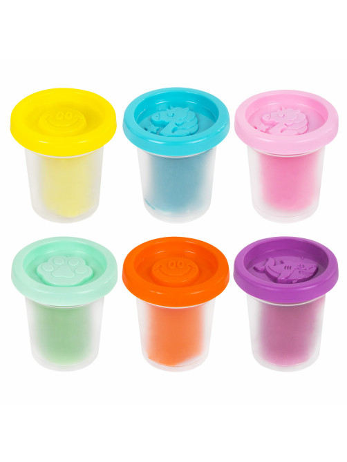 Пластилин-тесто для лепки BRAUBERG KIDS, 6 цветов, 300 г, 10 формочек, шприц, стек, крышки-штампики, 106719