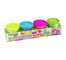Пластилин-тесто для лепки BRAUBERG KIDS, 4 цвета, 560 г, яркие неоновые цвета, крышки-штампики, 106716