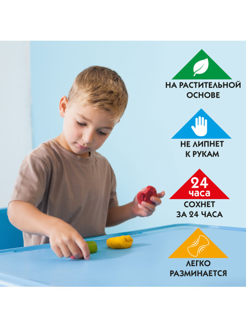 Пластилин на растительной основе (тесто для лепки) ПИФАГОР, 7 цветов, 210 г, пластиковый стакан, 104544