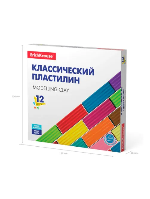 Пластилин классический ERICH KRAUSE, 12 цветов, 192 г, 50558