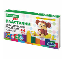Пластилин классический BRAUBERG KIDS, 44 цвета, 660 грамм, стек, ВЫСШЕЕ КАЧЕСТВО, 106679