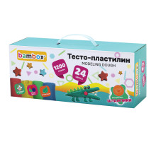 Тесто-пластилин для лепки СУПЕР ПЛАСТИЧНОЕ, 24 цвета, 1200 г, крышки-штампики, BAMBOX (БАМБОКС), 107249