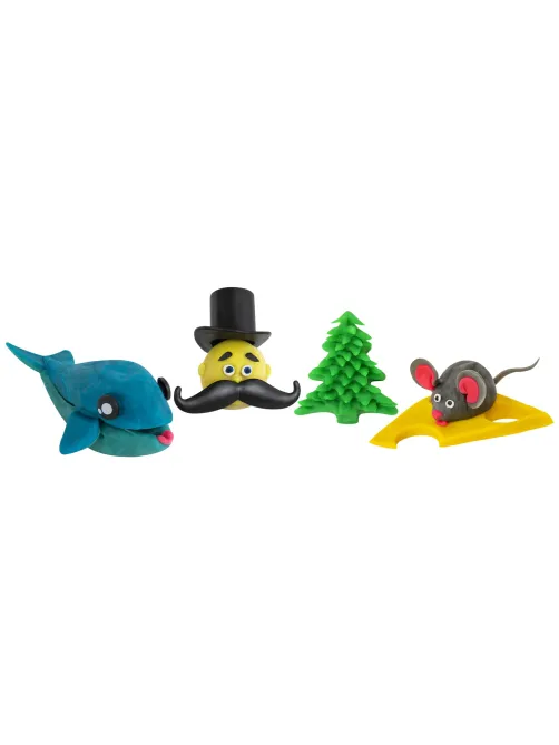 Пластилин-тесто для лепки BRAUBERG KIDS, 4 цвета, 560 г, яркие неоновые цвета, крышки-штампики, 106716