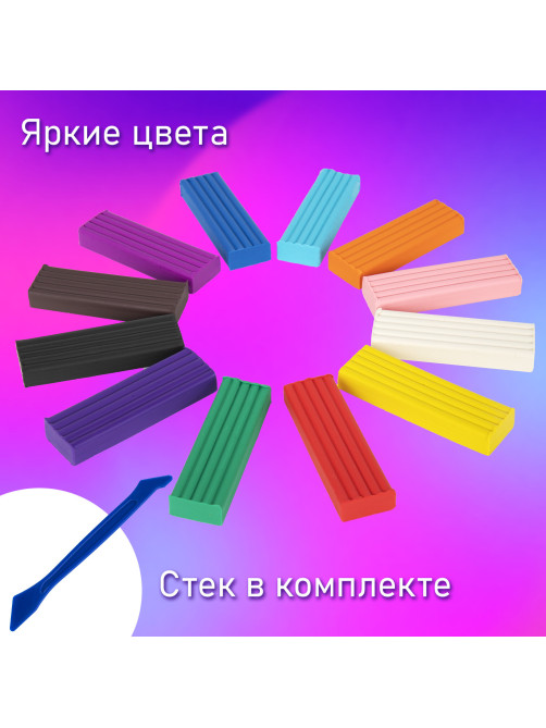 Пластилин классический BRAUBERG KIDS, 12 цветов, 240 г, стек, ВЫСШЕЕ КАЧЕСТВО, 106436