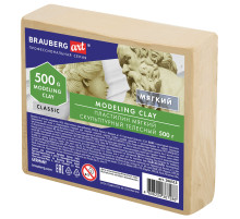 Пластилин скульптурный BRAUBERG ART CLASSIC, телесный, 0,5 кг, мягкий, 106515