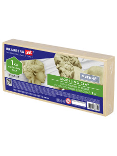 Пластилин скульптурный BRAUBERG ART CLASSIC, телесный, 1 кг, мягкий, 106522